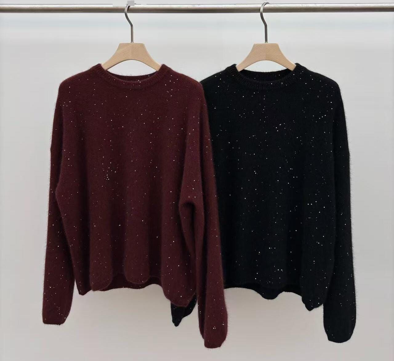 JU5305 亮片羊毛混紡針織套頭冷衫