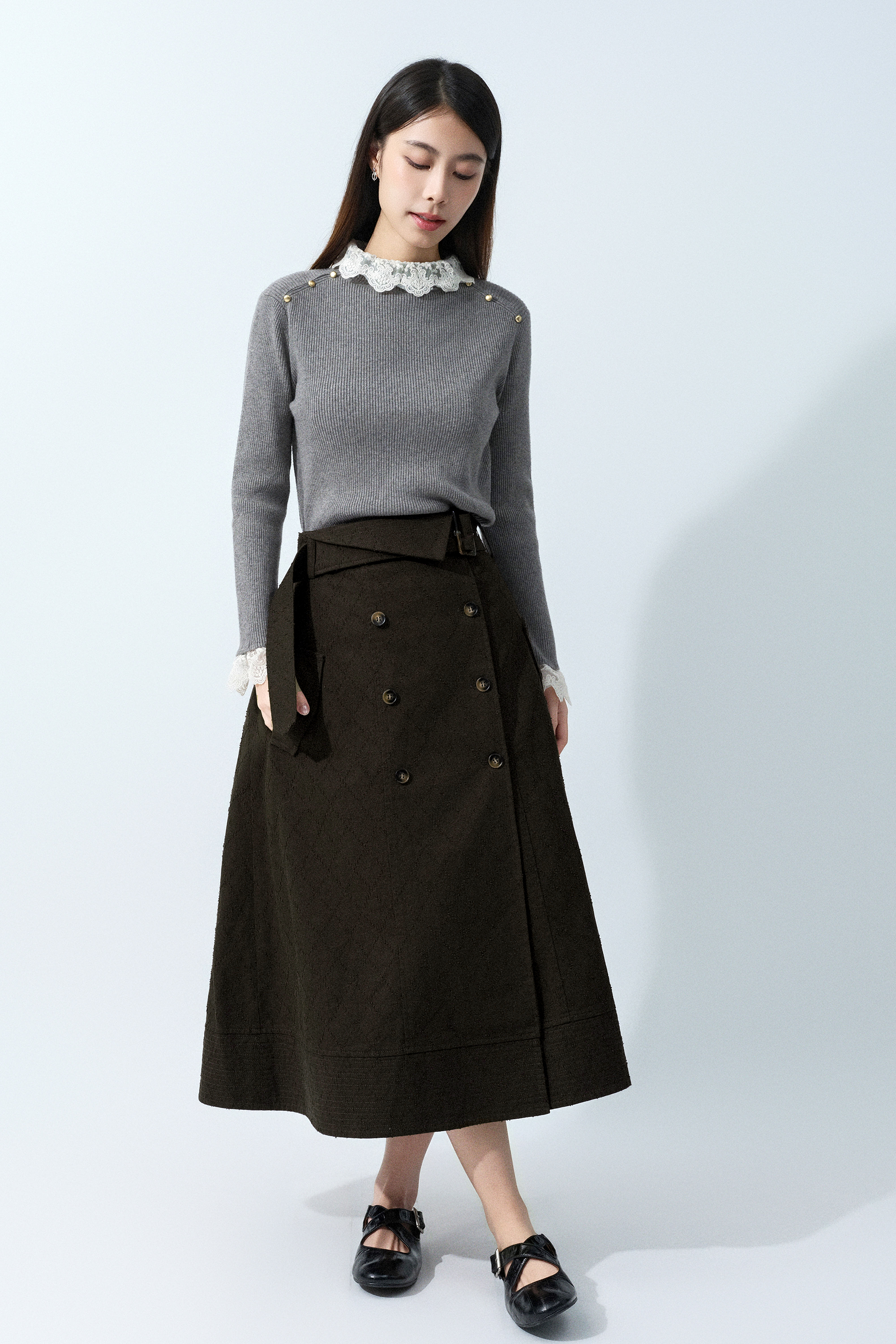 蘇蘇格紋孖襟款A字裙（預購產品）