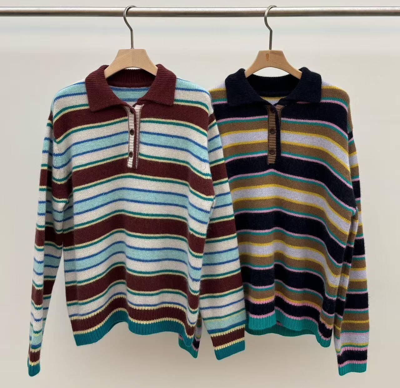 JU5307 彩虹條紋針織冷衫