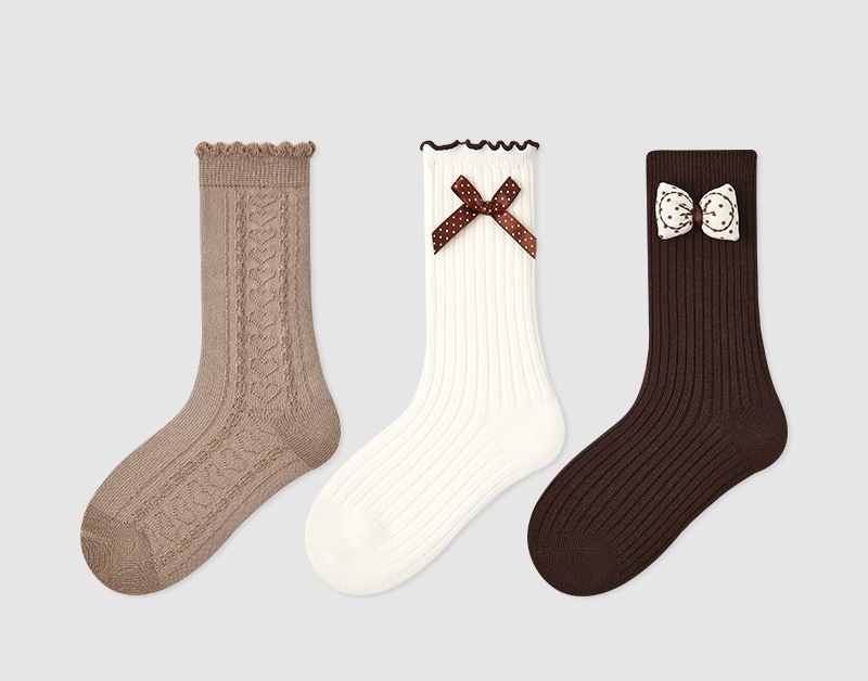 可可脆片中筒襪三雙入(3-12y)