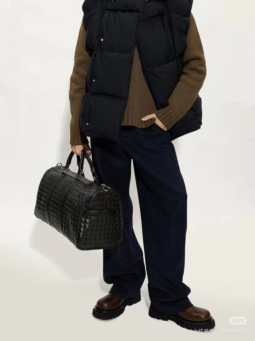 6059-牛皮編織大旅行袋