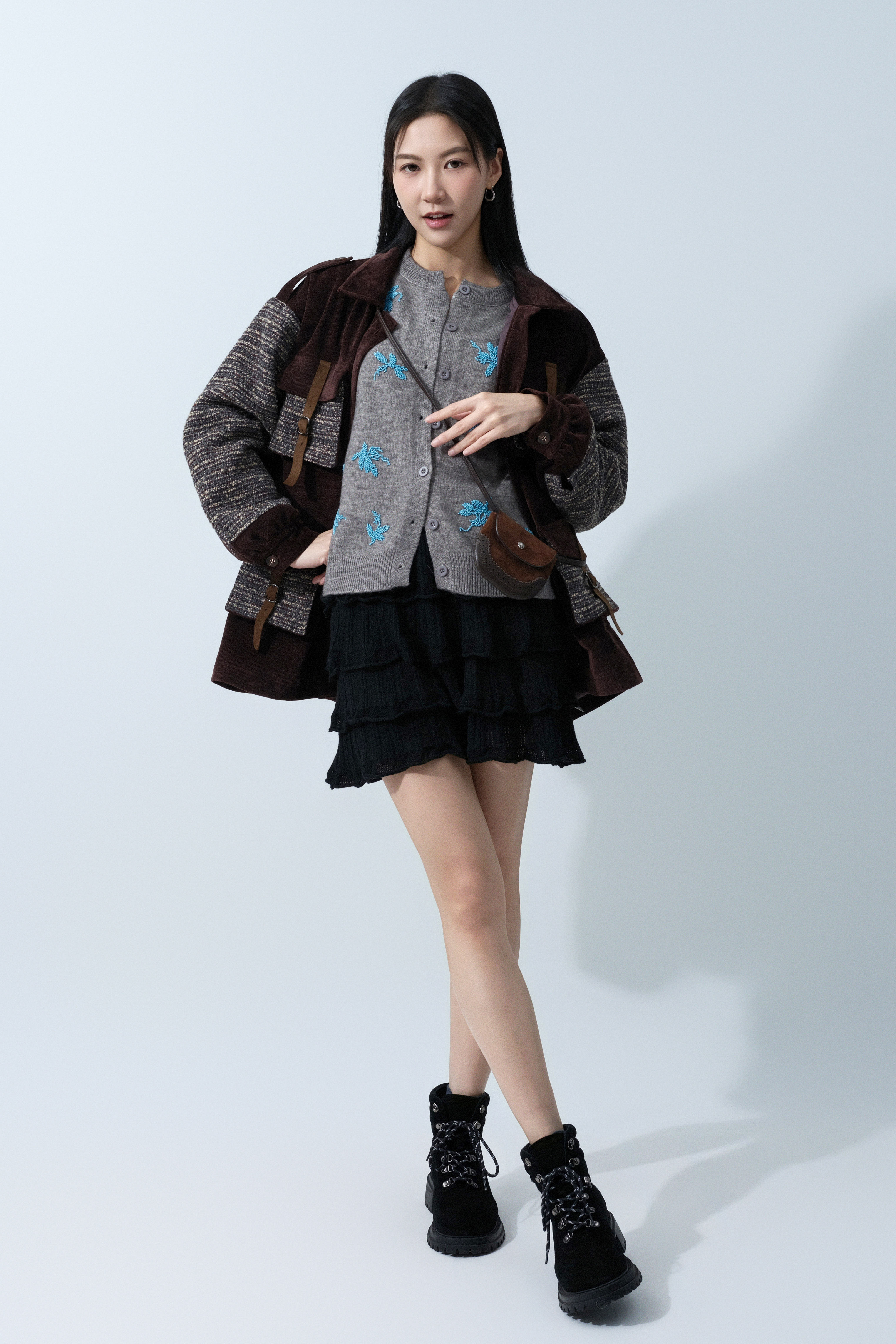 燈芯絨拼tweed四袋軍褸 (預購產品)