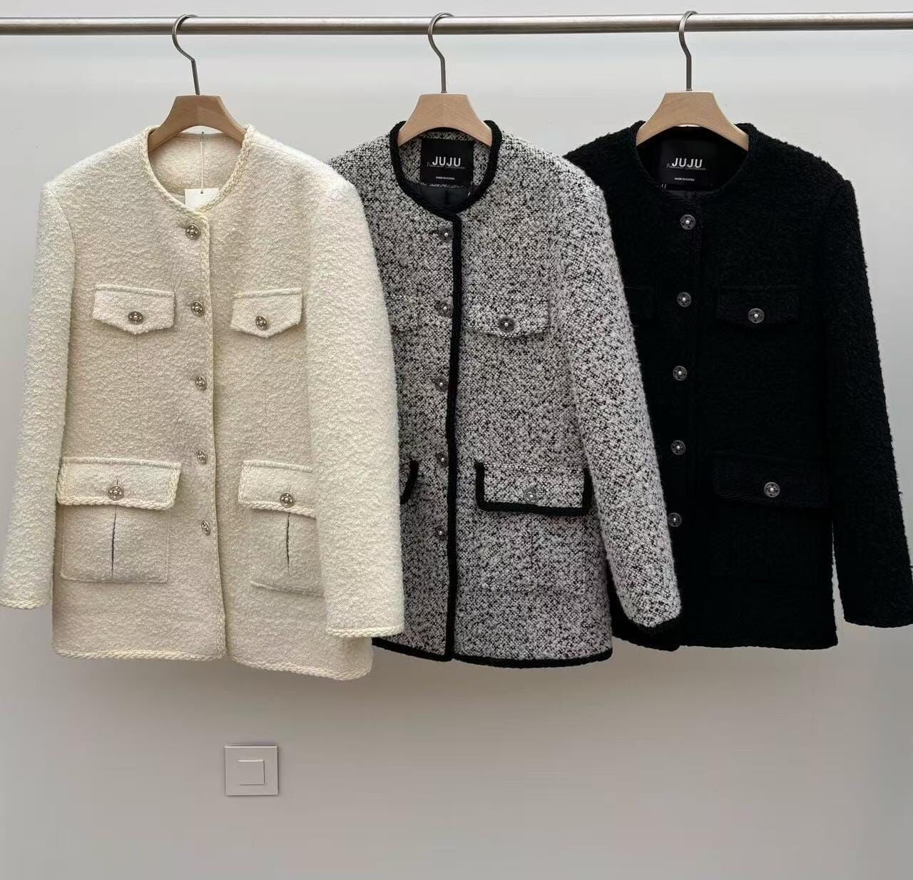 JU5310 名媛圓領小香羊毛外套