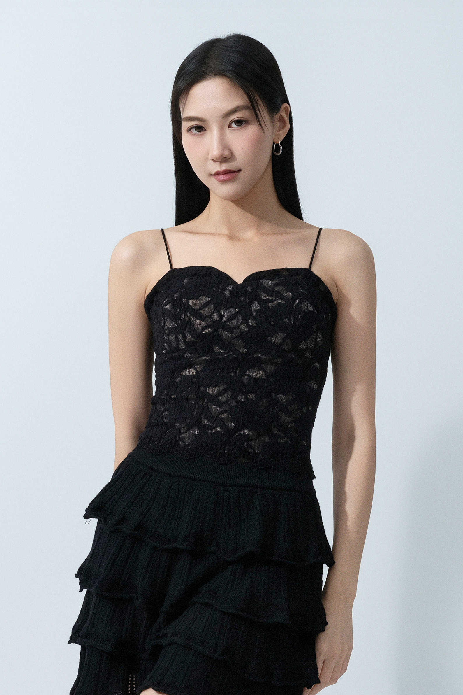 毛絨面lace網紗bra top (預購產品）