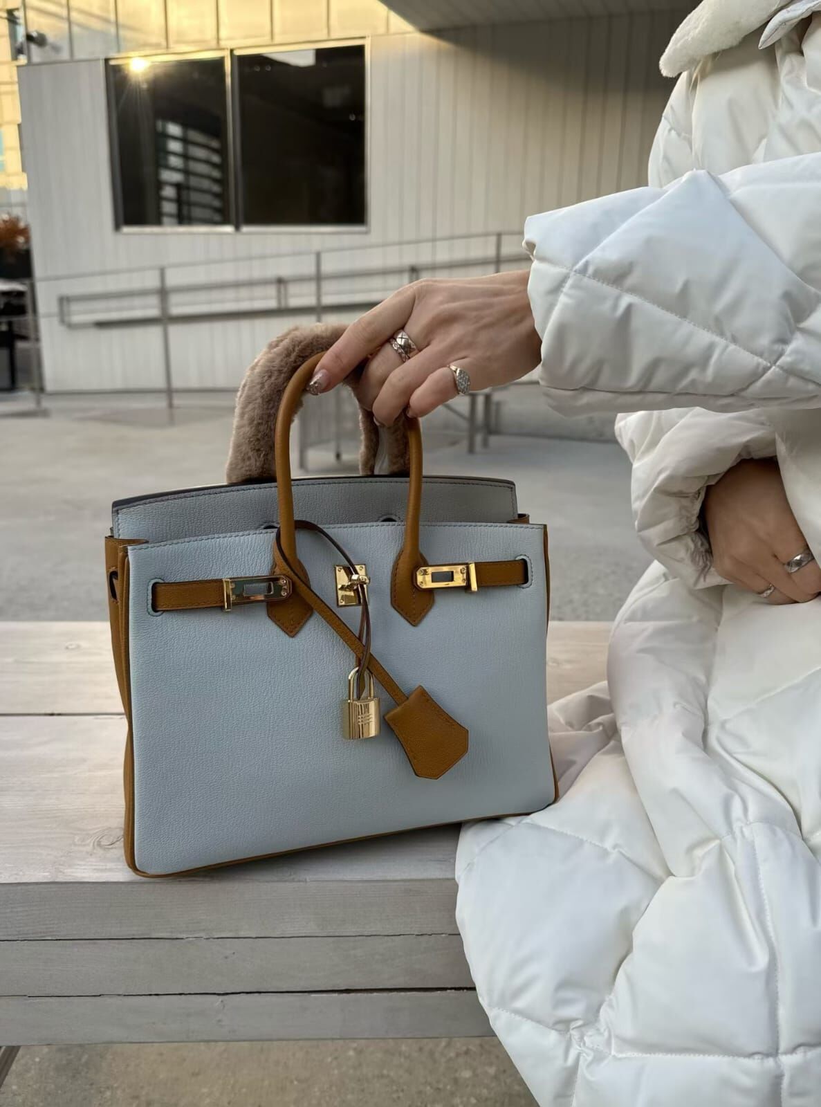 JU5312 頭層牛皮荔枝紋柏金包