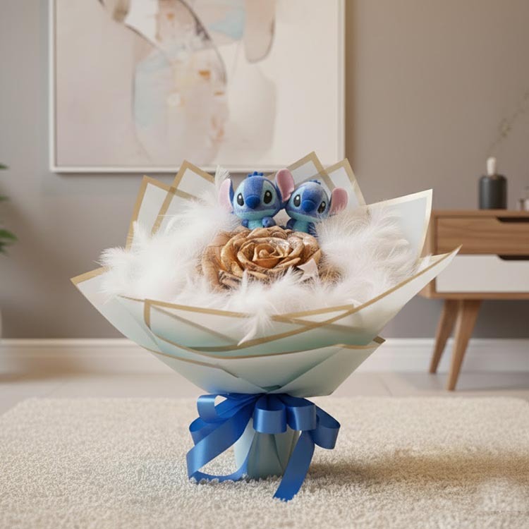 500元新台幣鈔票花束,史迪奇鈔票花束