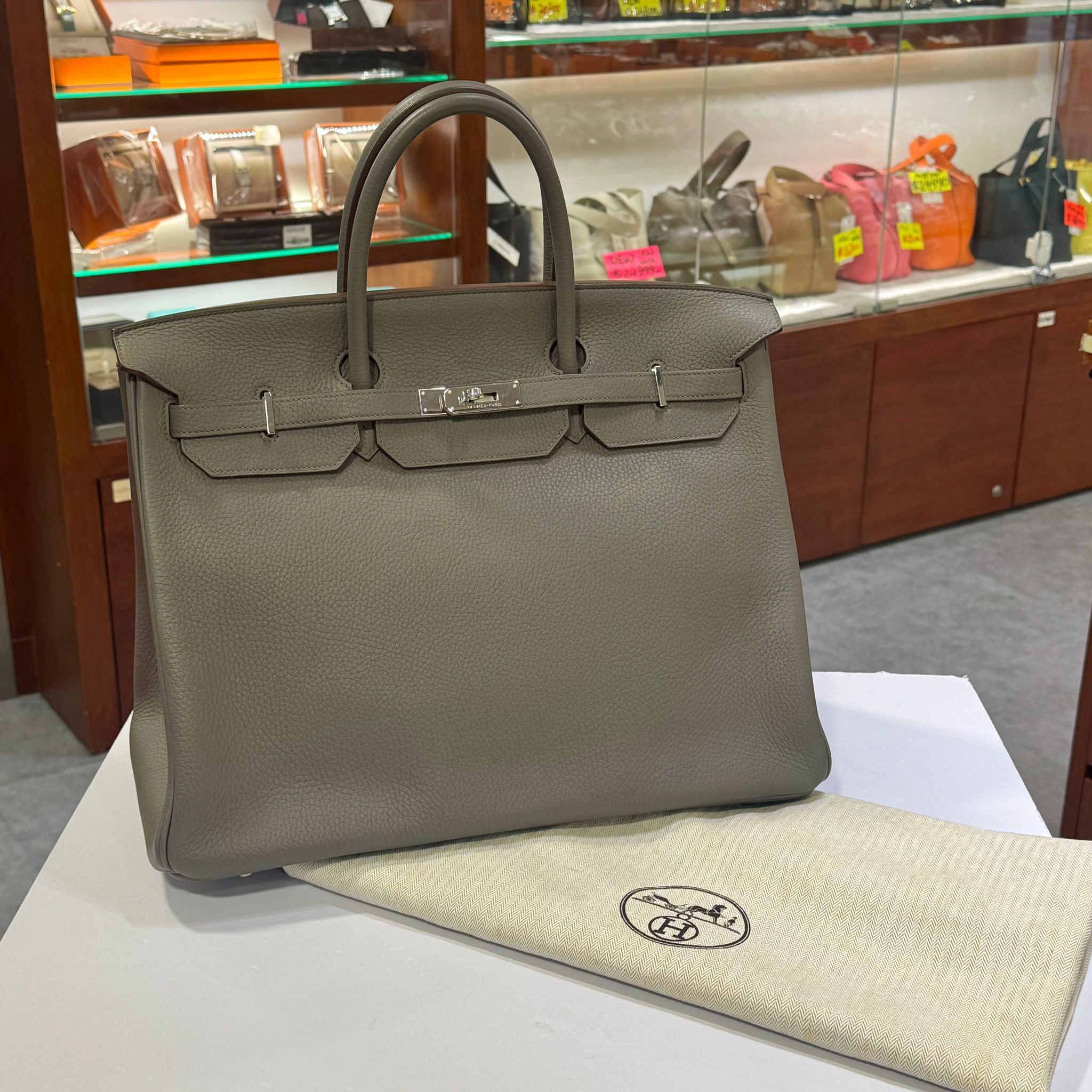 98%NEW二手BIRKIN 40 錫器灰銀扣 TOGO皮 8F/PHW #B40, 柏金包40,#男女同款 #兩年免費保養 #香榭站正品