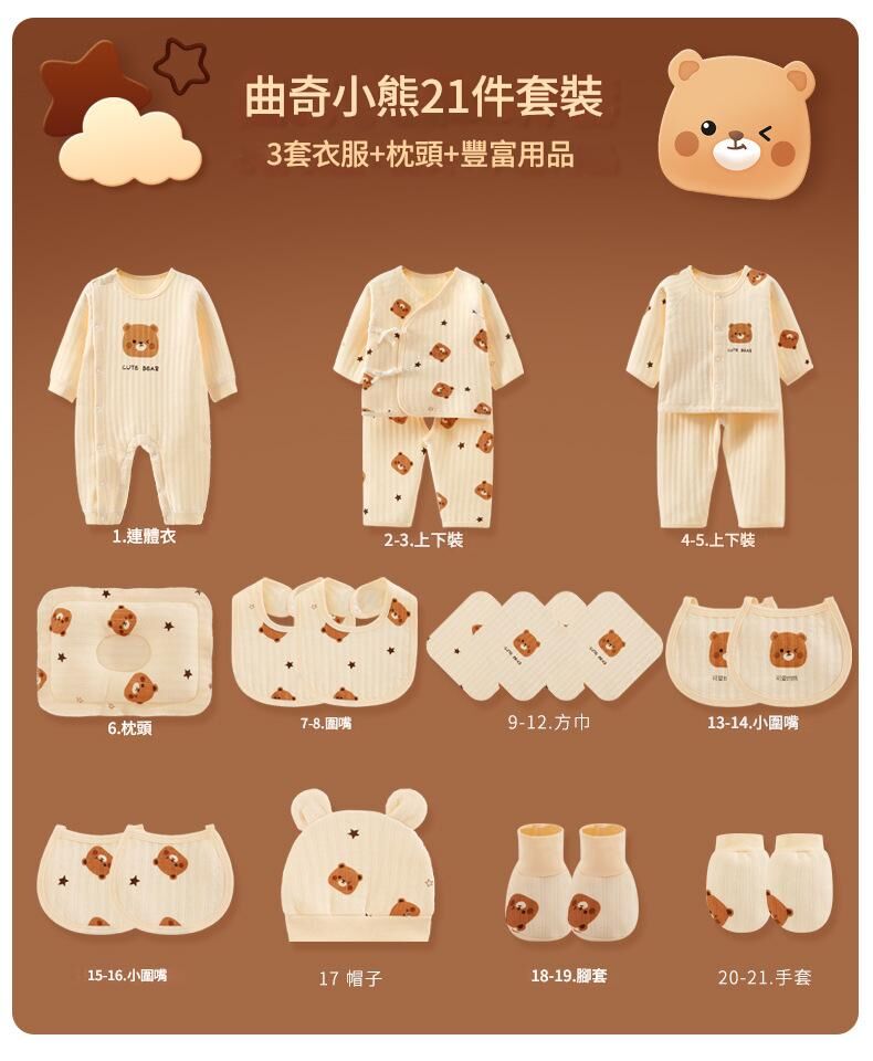 《2592》秋季小熊新生兒禮盒-21件套(59-73)