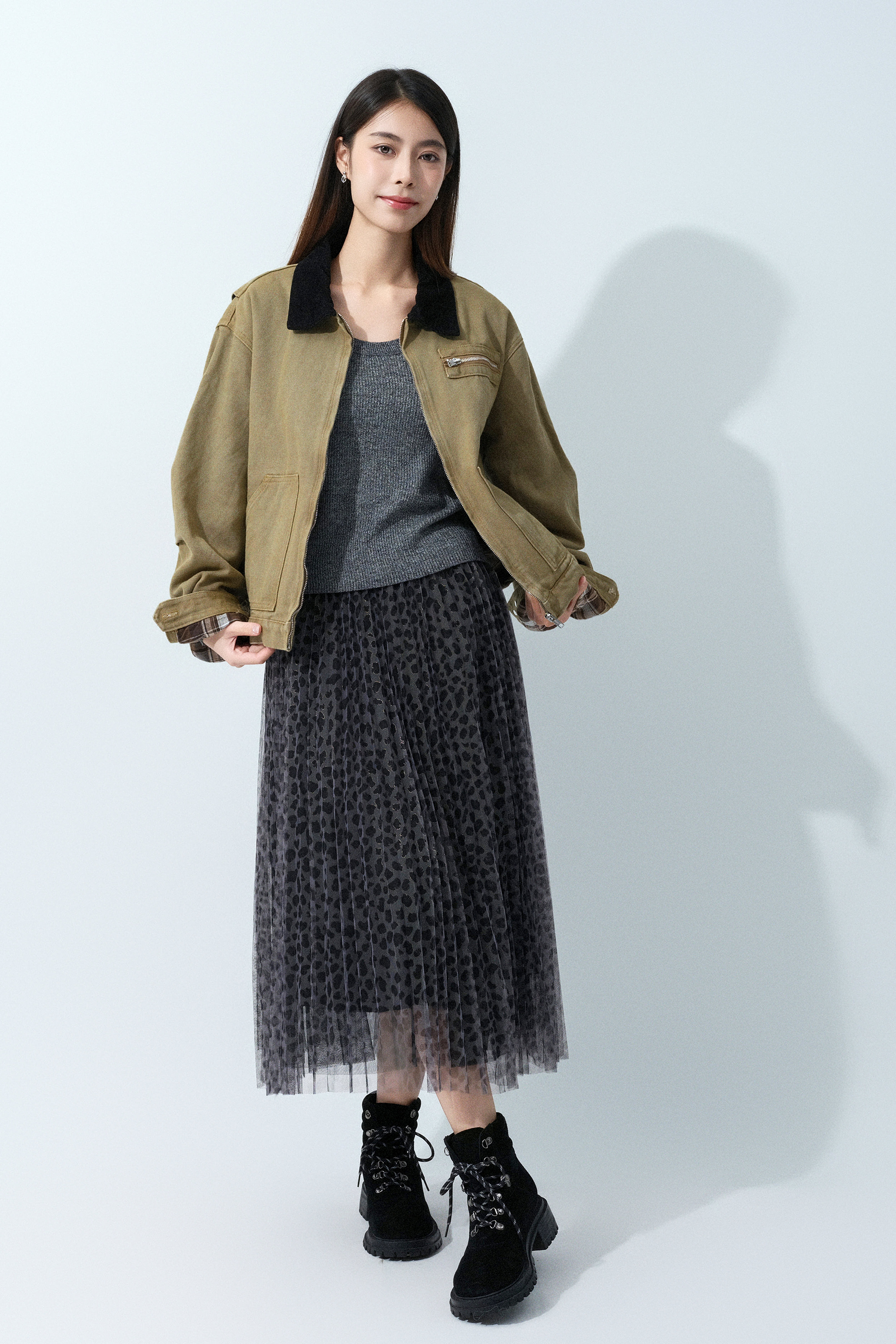 燈芯絨領粗帆布農場外套（預購產品）