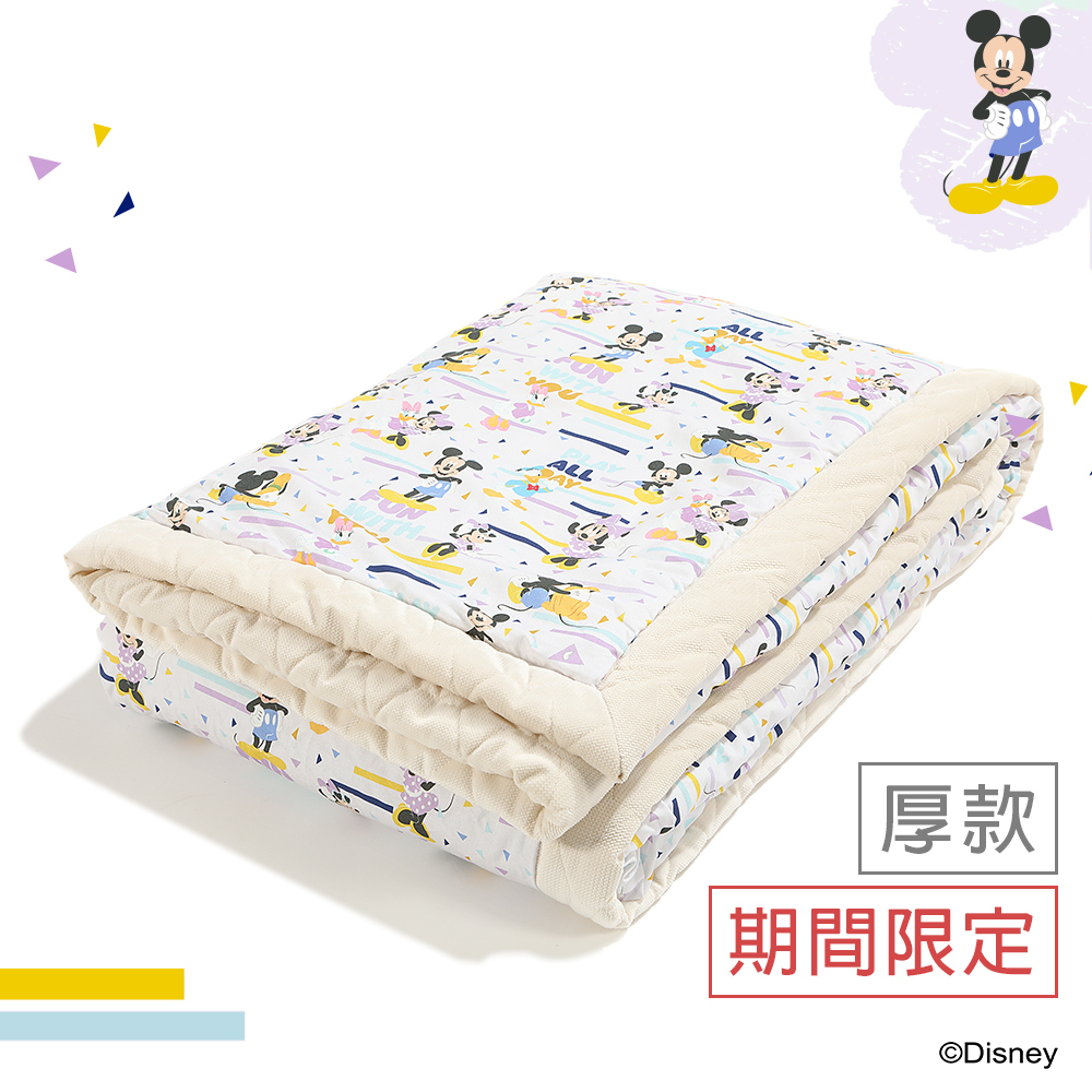 La Millou波蘭 Velvet頂級棉柔雙面柔柔毯大人款｜米奇系列_嚮一起篇｜舒柔純白