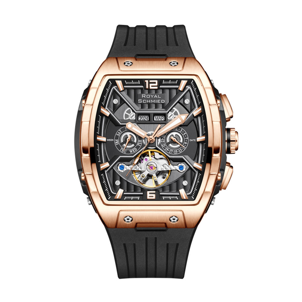 【Royal Schmied 】皇家手錶 RYS-C016系列 酒桶款 真兩眼 雙面鏤空 年月雙視窗 夜光 機械 手錶