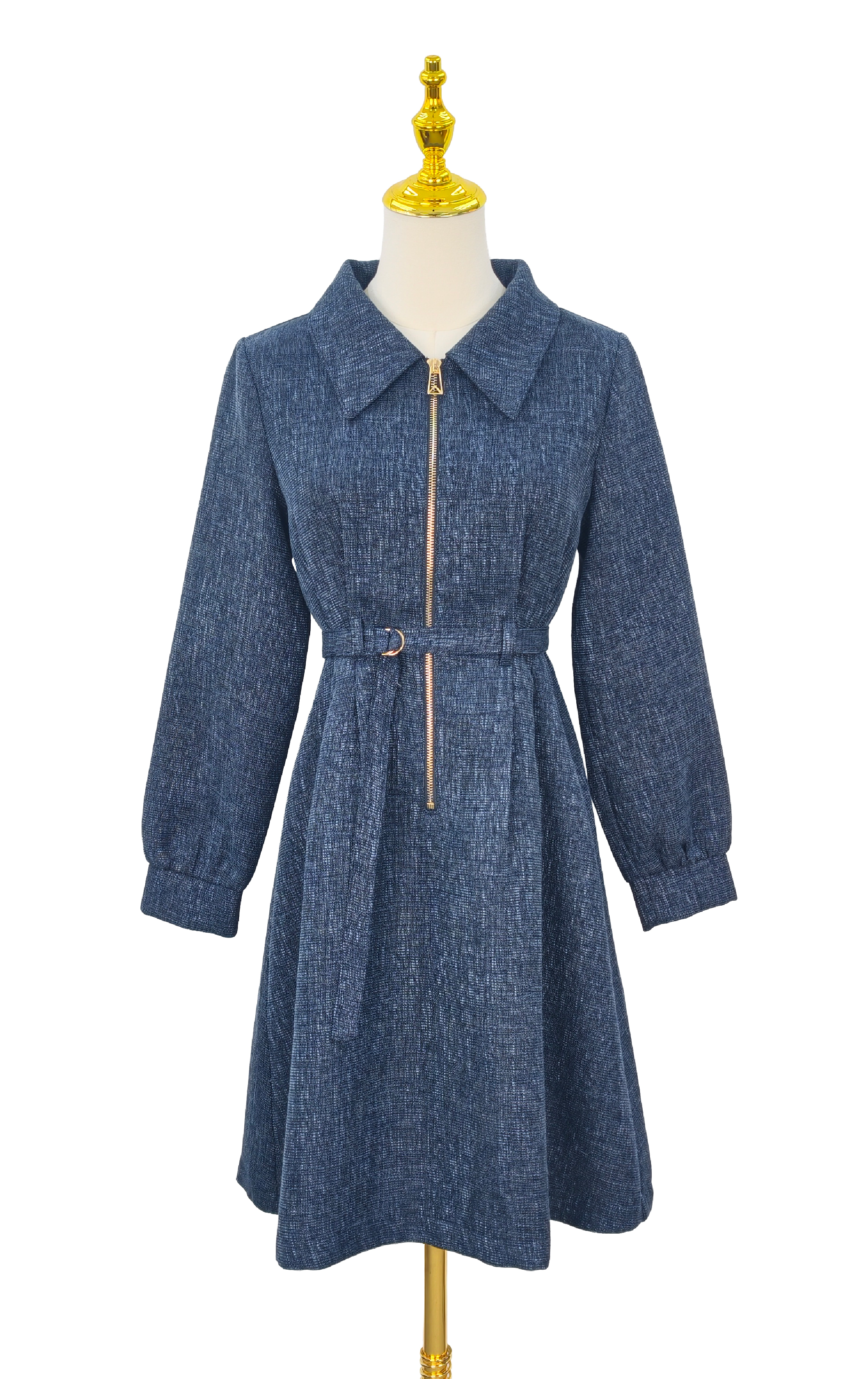 紋理拉鍊連身裙 OP0600