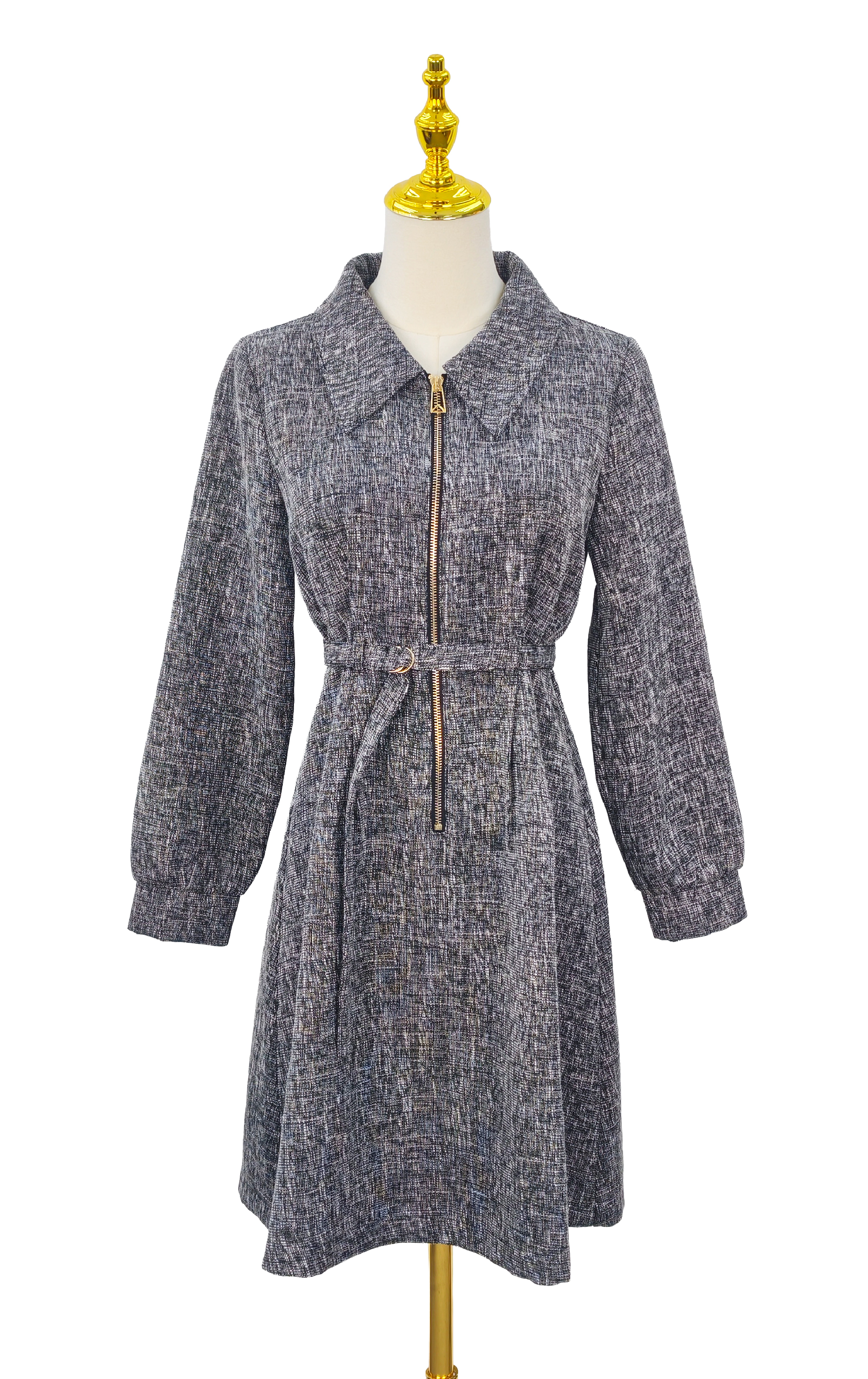 紋理拉鍊連身裙 OP0600