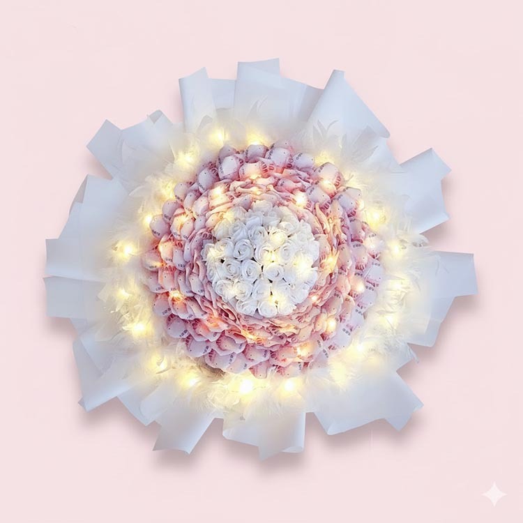 36張鈔票羽毛香皂花花束