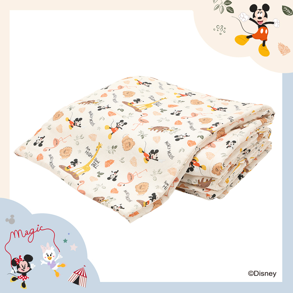 La Millou波蘭 竹纖涼感被大人款_無流蘇簡約質感｜米奇系列_動物園篇(奶油米底)