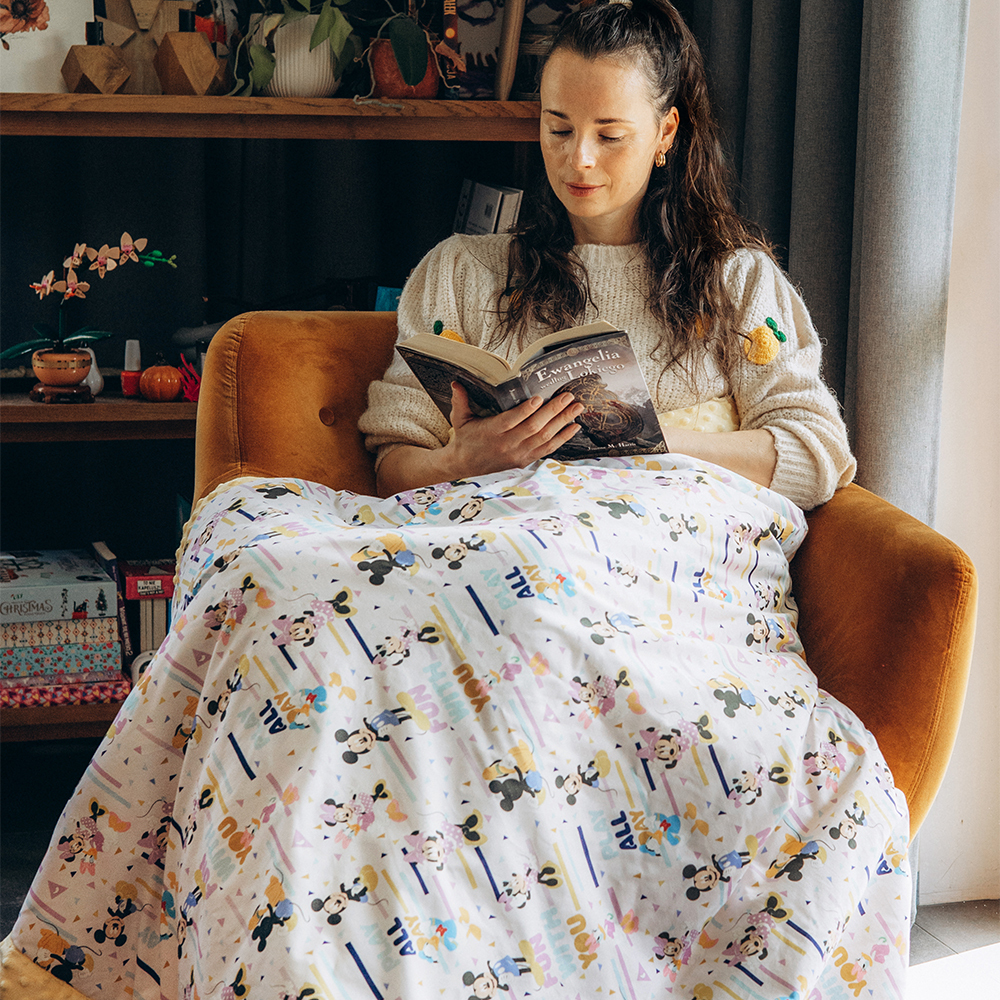 La Millou波蘭 暖膚豆豆毯大人款(140x220cm)｜米奇系列_嚮一起篇｜清恬芒果黃