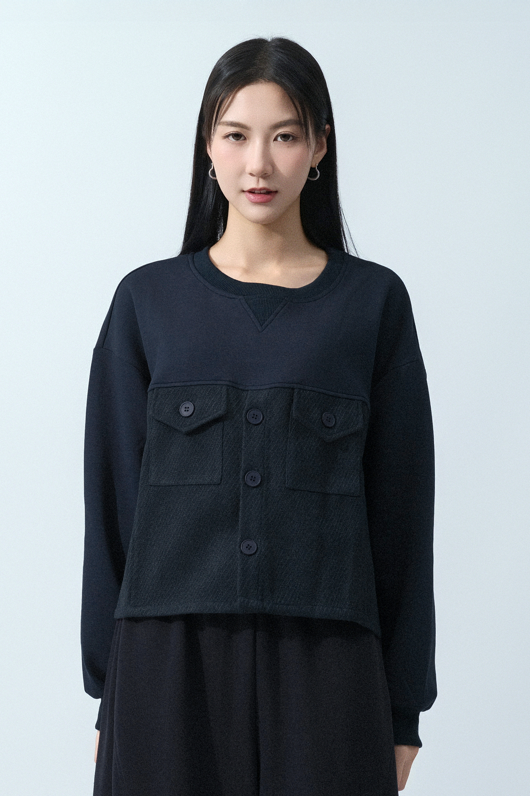 衛衣斜紋絨外套拼接上衣（預購產品）