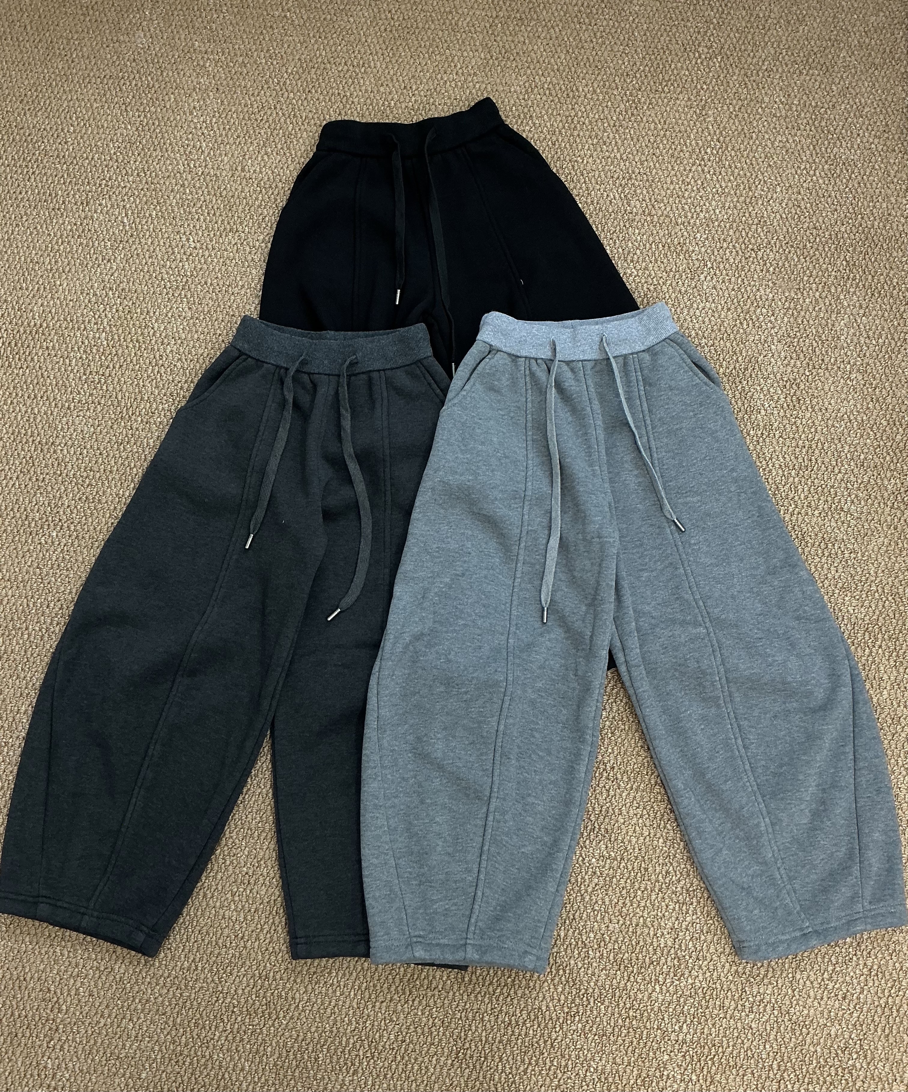 A03826壓線彎刀刷毛棉褲