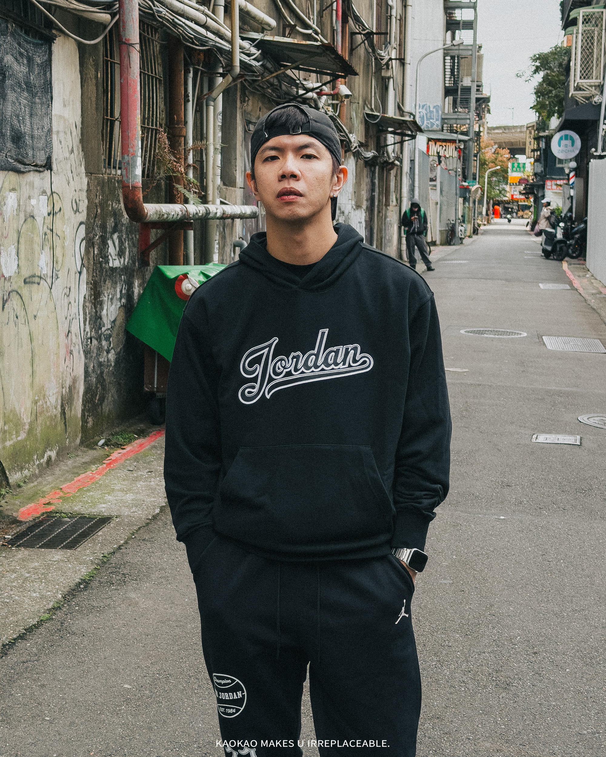 JORDAN 帽T 黑刺繡LOGO 連帽上衣男【FN4614-010】