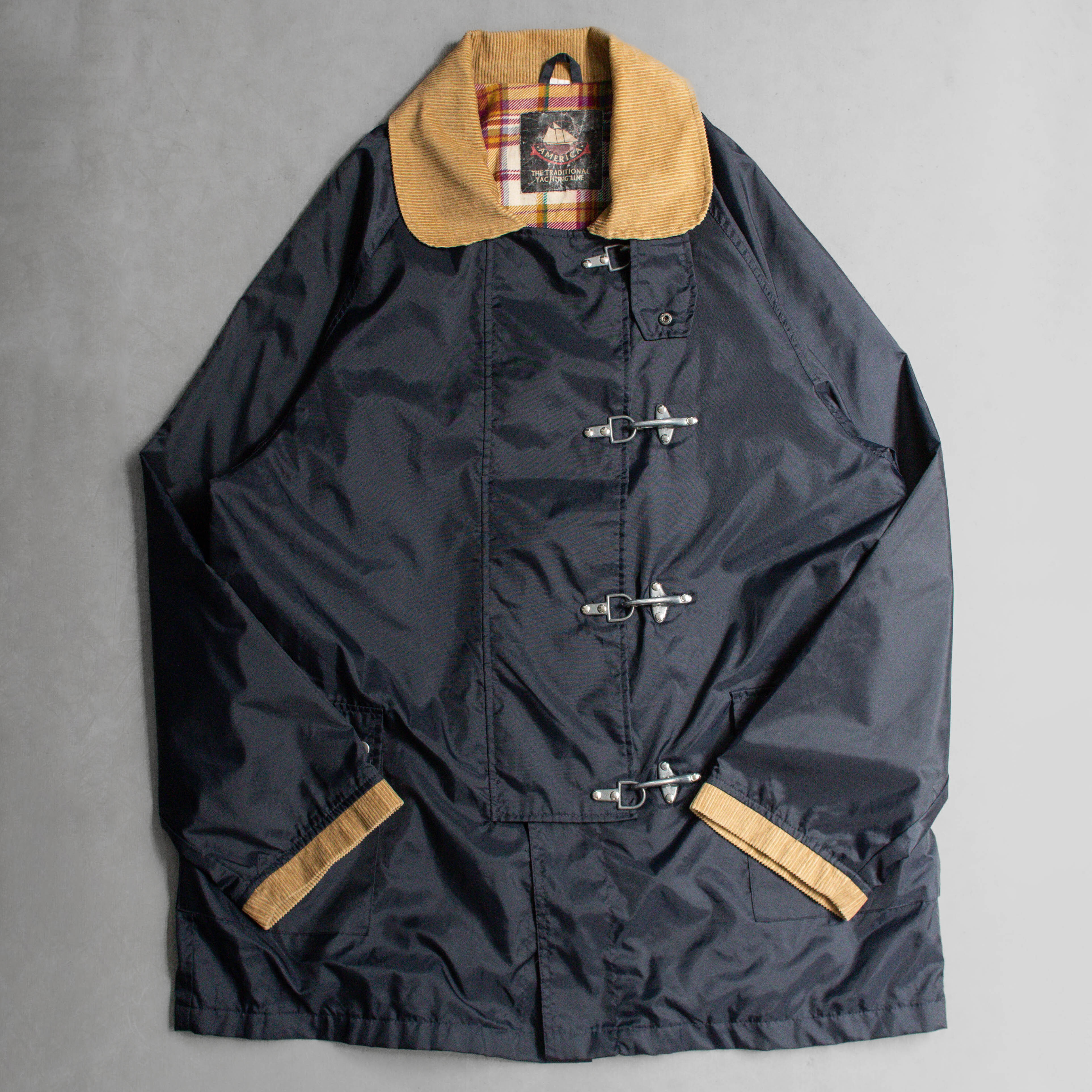 VINTAGE FIREMAN HOOK JACKET 美國 深藍 燈芯絨 消防扣 鉤扣 短大衣 外套