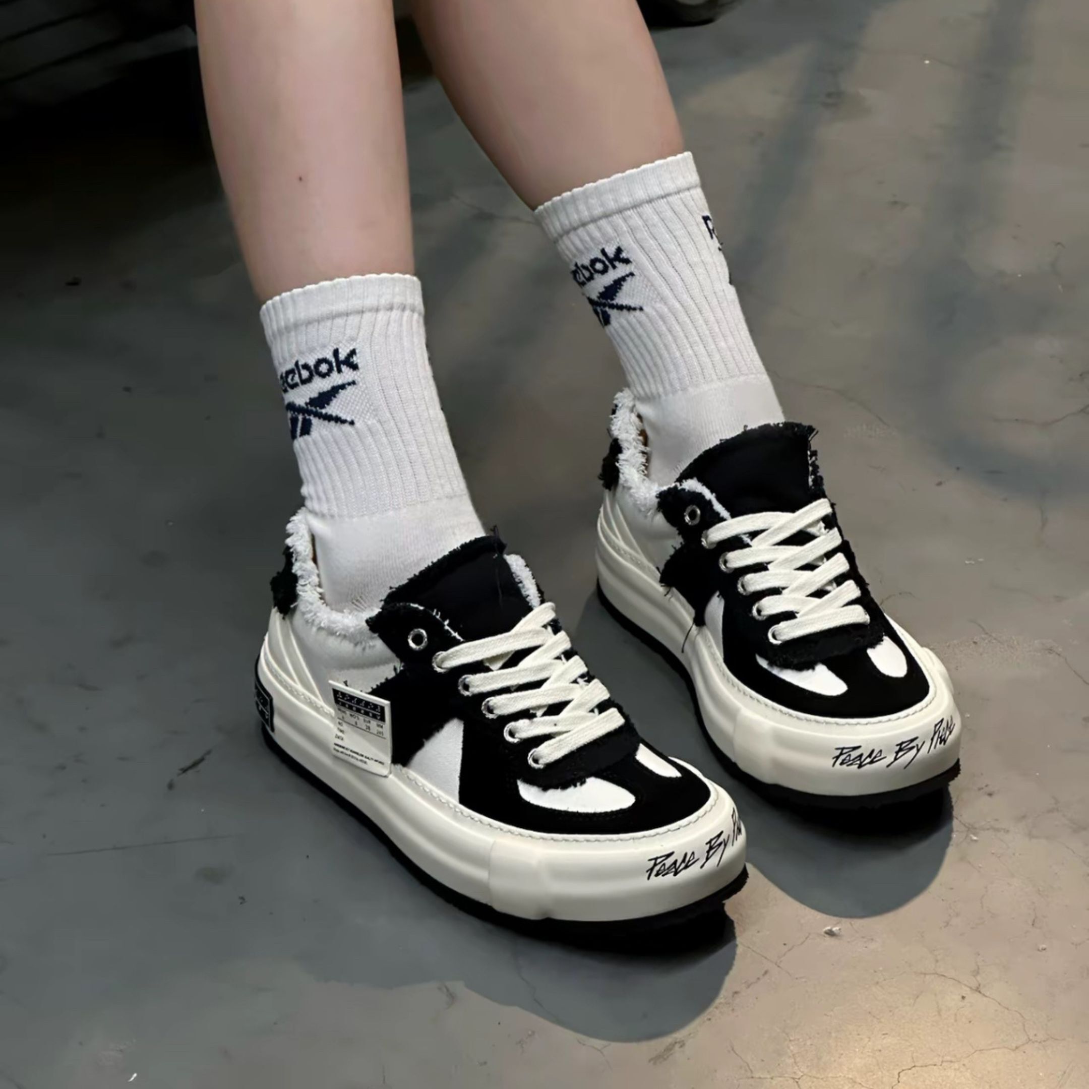 NICEDAY 代購 Xvessel 黑尾 德訓鞋 解構 翻毛皮 休閒 黑白 白 熊貓 復古 硫化鞋 增高 F24X66