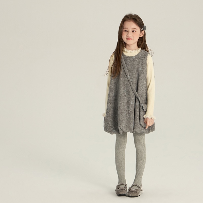 甜美蝴蝶結花苞洋裝/米白色內搭上衣