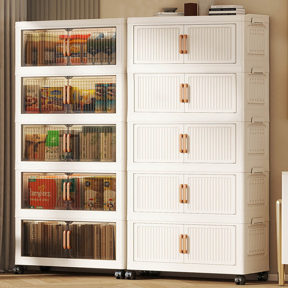 【AOTTO】80面寬五層摺疊附輪雙開門收納櫃(AC-080)