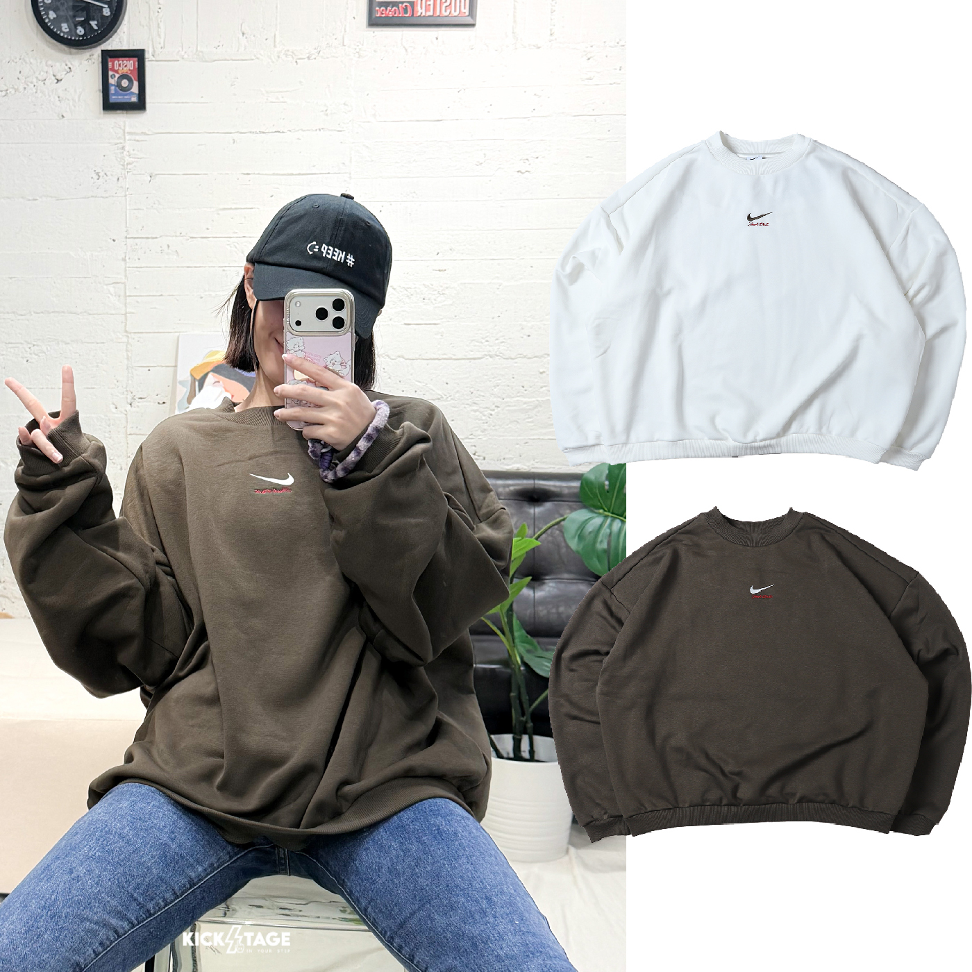 男款 NIKE THERMA-FIT CNY TEE 棕色 白色 馬年 新年 印花 內刷毛 刺繡LOGO 長T 大學T【IQ3819】NKTF