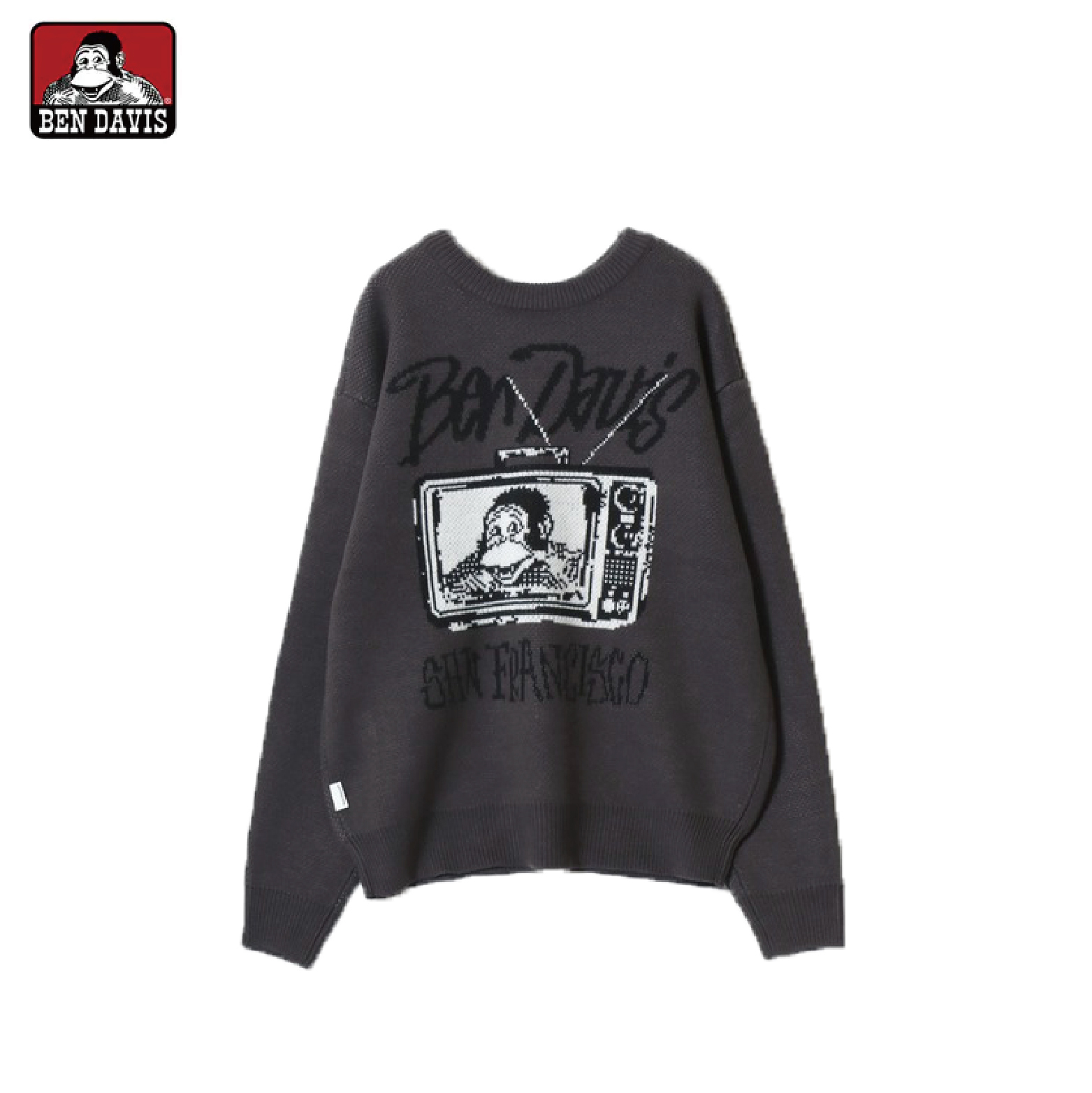 【 BEN DAVIS | 電視針織圓領毛衣 - 炭灰 】