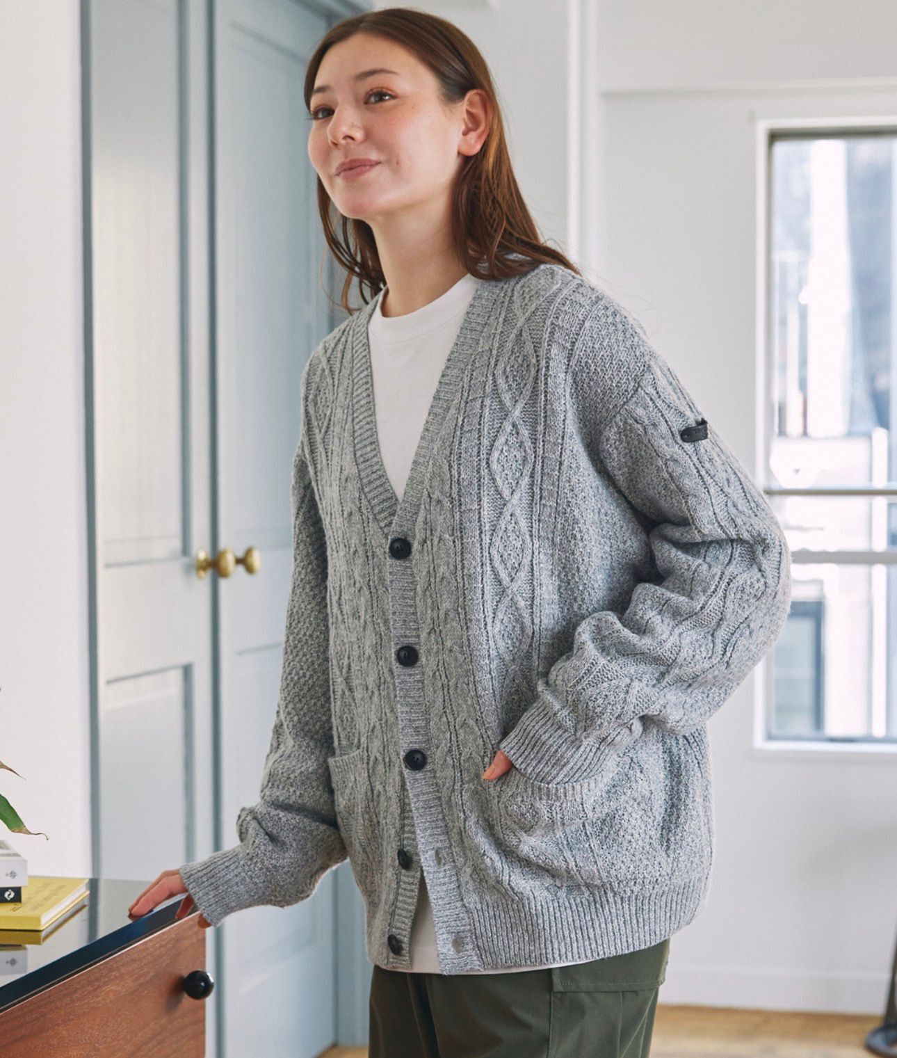 【預購】JN122905 THE CRAFT CREW PRODUCTS 麻花針織V領開襟外套