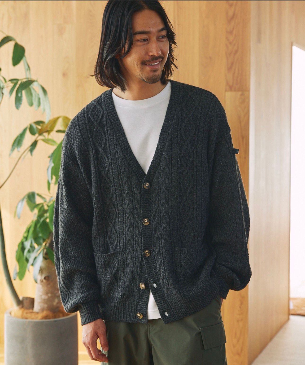 【預購】JN122905 THE CRAFT CREW PRODUCTS 麻花針織V領開襟外套