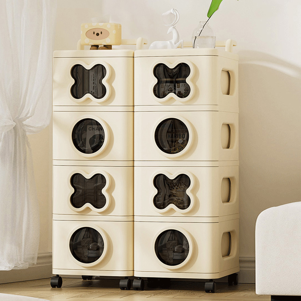 【AOTTO】60面寬趣味圈叉附輪雙排四層抽屜收納櫃(AC-060)