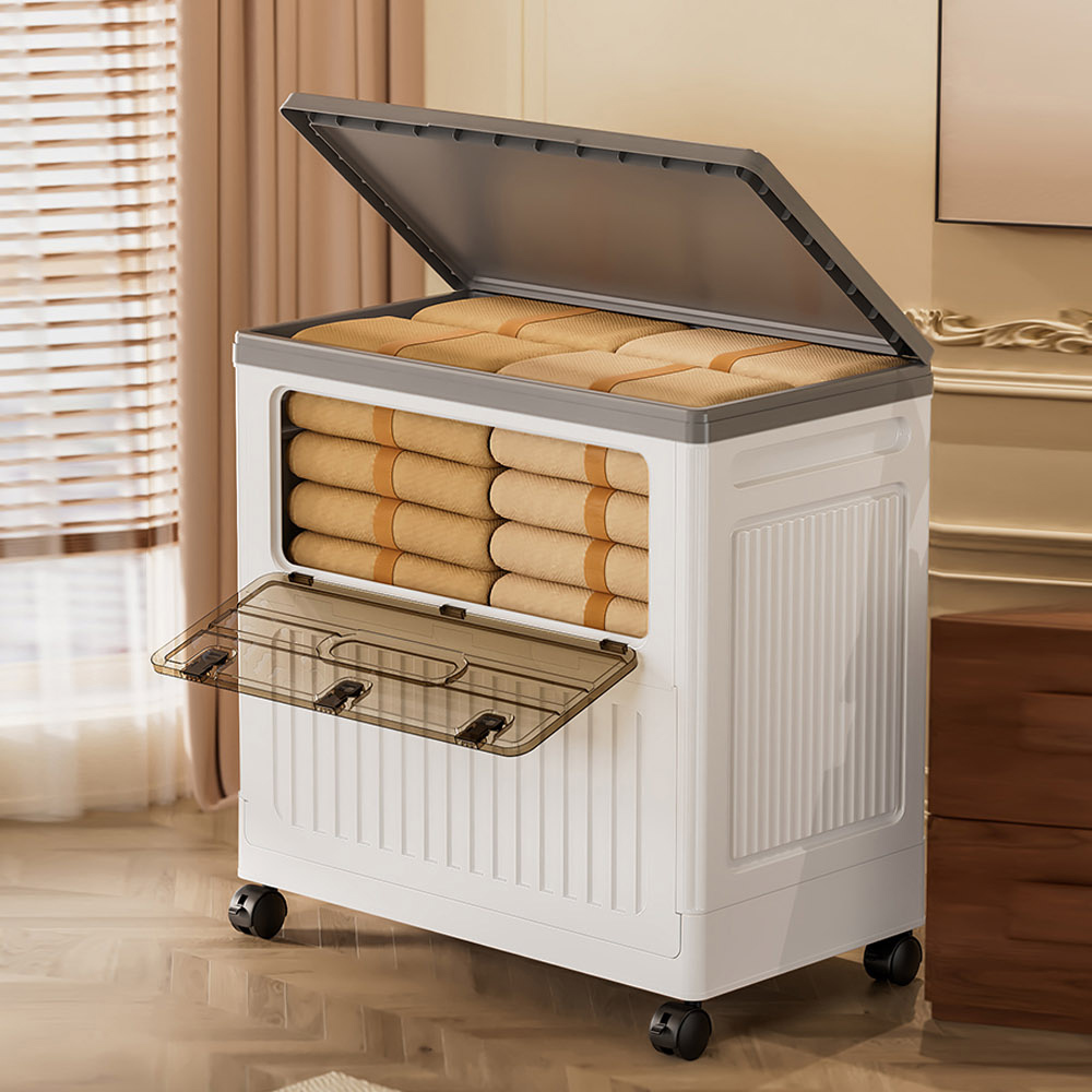 【AOTTO】110L大容量貨櫃側開掀蓋附輪收納箱(AL-021)