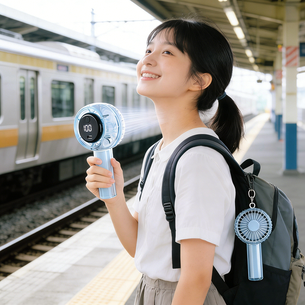 日本AKI 手持風扇便攜式隨身迷你 USB 充電小電扇風扇降溫神器 A0211