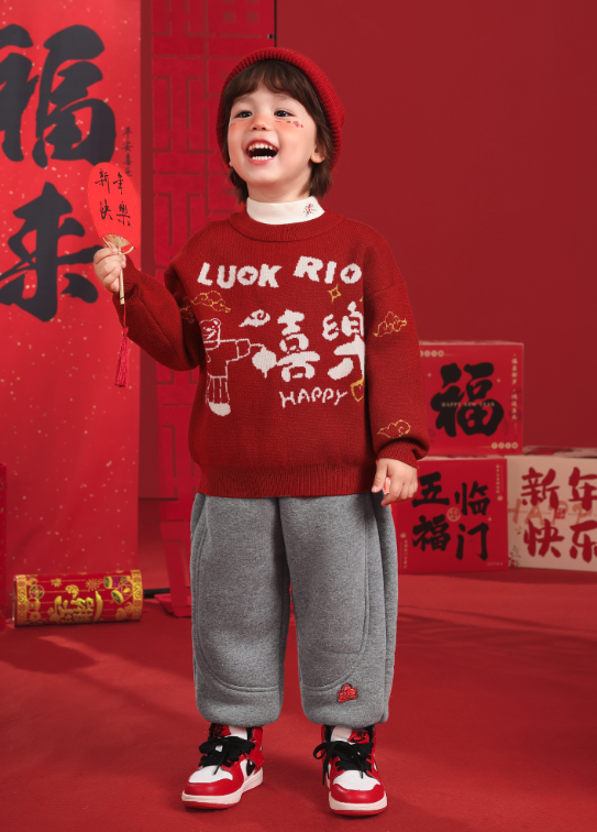 新年喜樂提花針織毛衣(90-140)