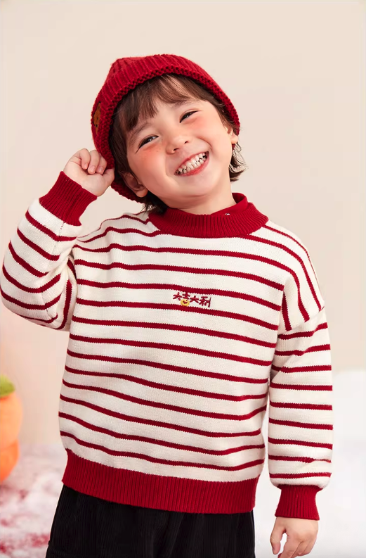 大吉大利條紋針織毛衣(90-140)