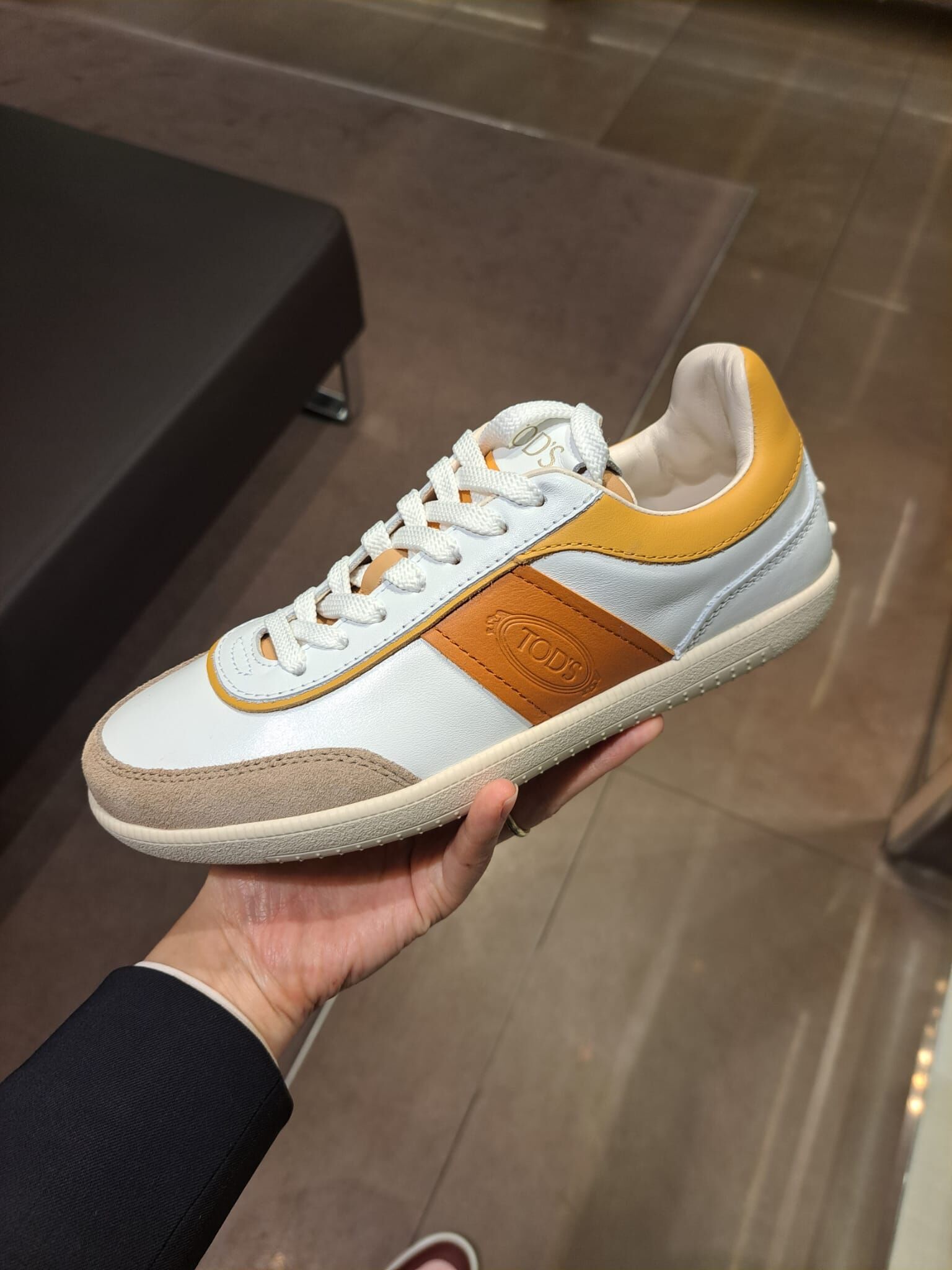 Tods XXW68 Leather Tennis Sneakers Orange