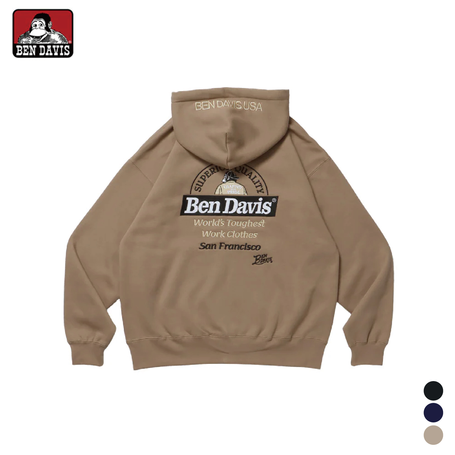 【 BEN DAVIS | 猿人背影刺繡帽TEE - 3色 】