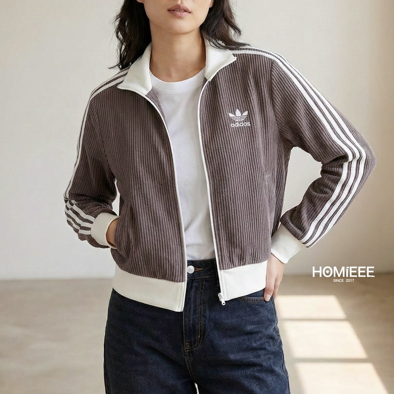 Adidas Originals Track 針織外套 短版 紫灰 女款 [KC2650]