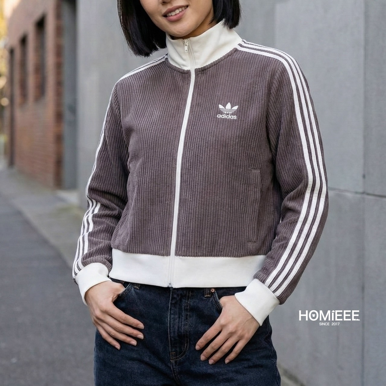 Adidas Originals Track 針織外套 短版 紫灰 女款 [KC2650]