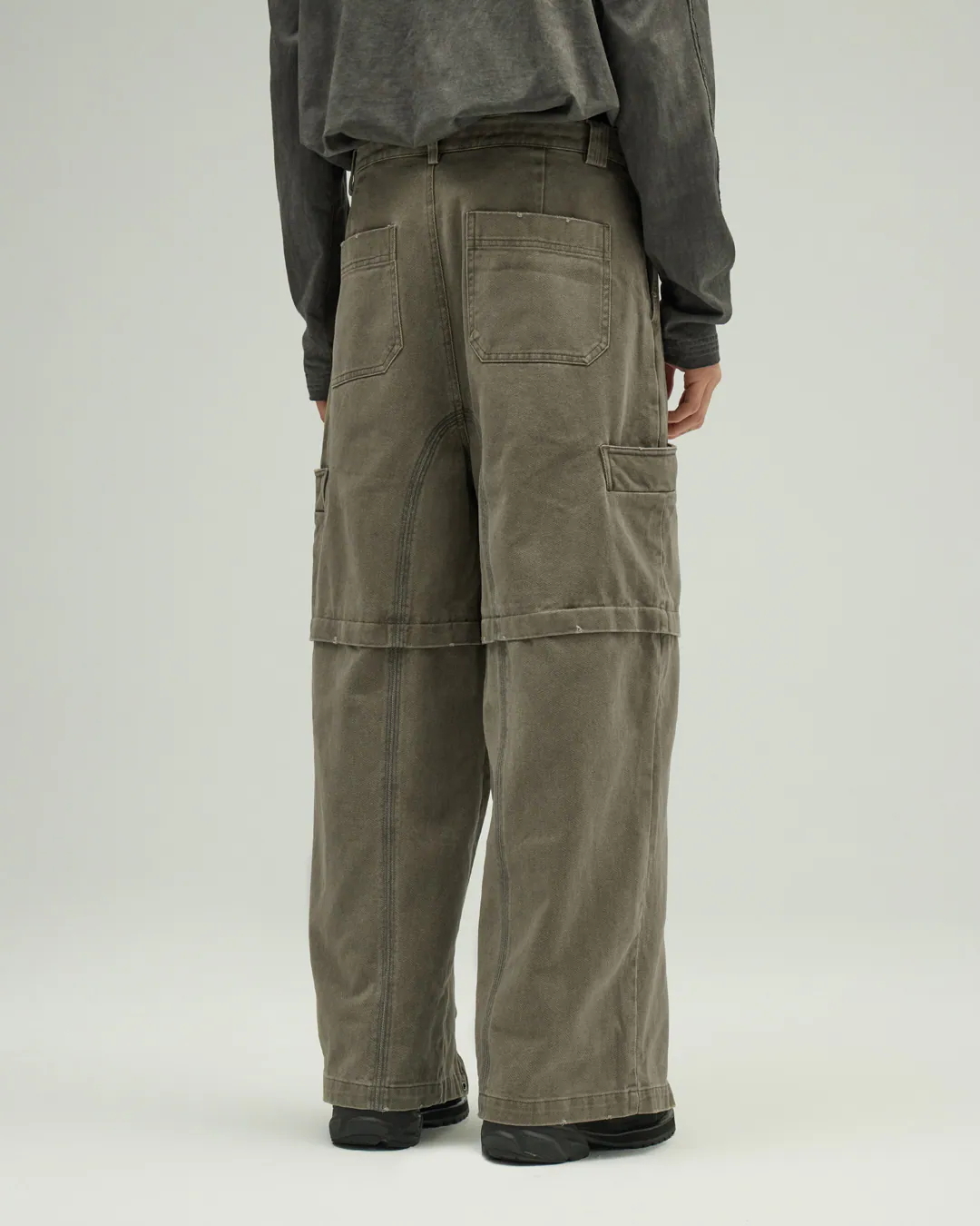 【車庫服飾】SILVER NINE (男女款)Zip-Panel Contrast Utility Pants 拉鍊拼接撞色工裝褲 / ORBITA-010