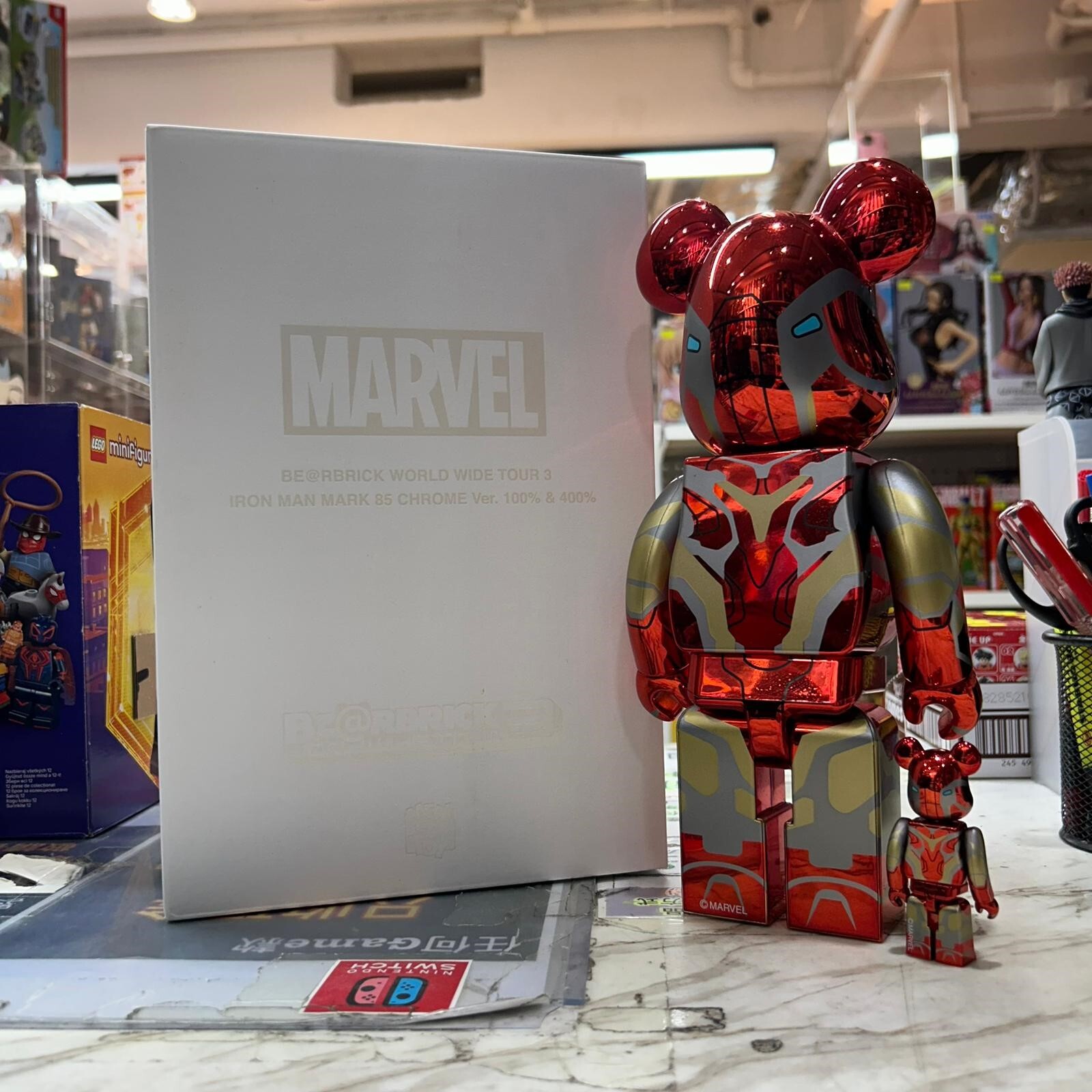 Medicom Toy Be@rbrick Iron Man Mark 85 Chrome Ver. 100% & 400% (開封品,介意者請勿下單,不設退換)