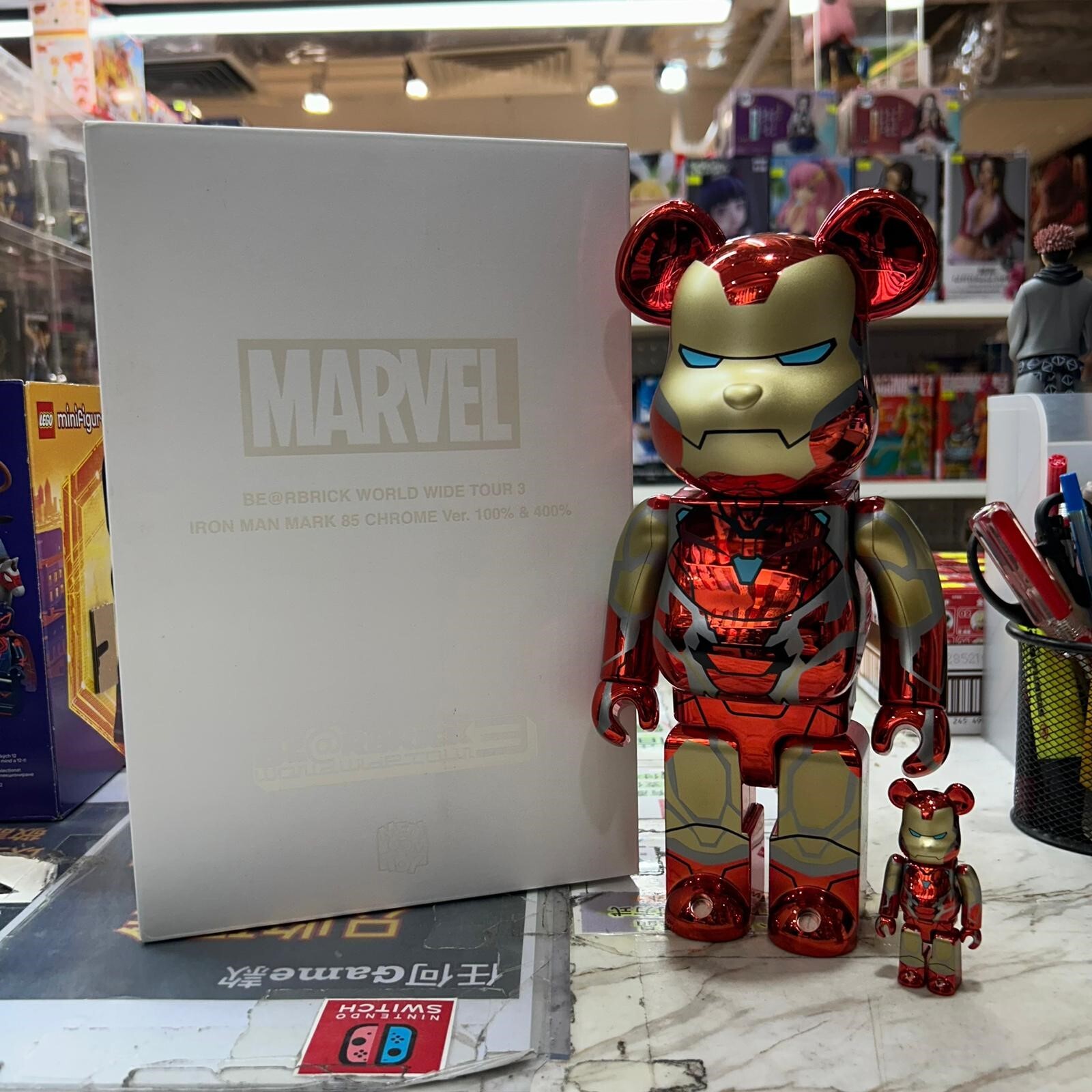 Medicom Toy Be@rbrick Iron Man Mark 85 Chrome Ver. 100% & 400% (開封品,介意者請勿下單,不設退換)