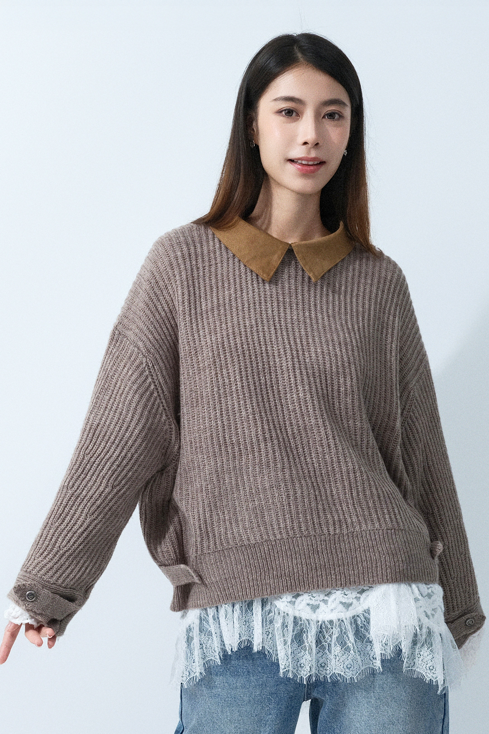 可拆仿猄領露背冷衫 (預購產品）