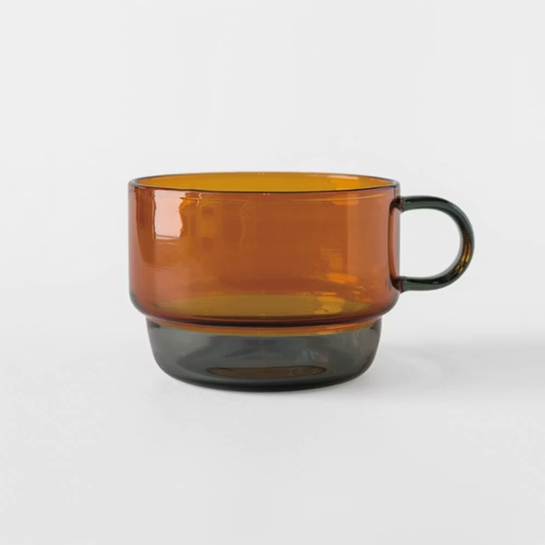 amabro-TWO TONE 雙色堆疊馬克杯，琥珀色，握把寬度約1cm，容量200ml