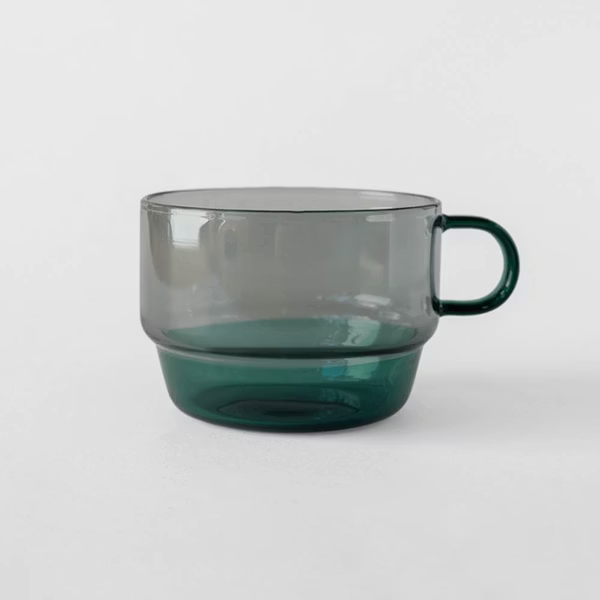 amabro-TWO TONE 雙色堆疊馬克杯，灰色，採用耐熱玻璃材質，適用於微波爐及洗碗機