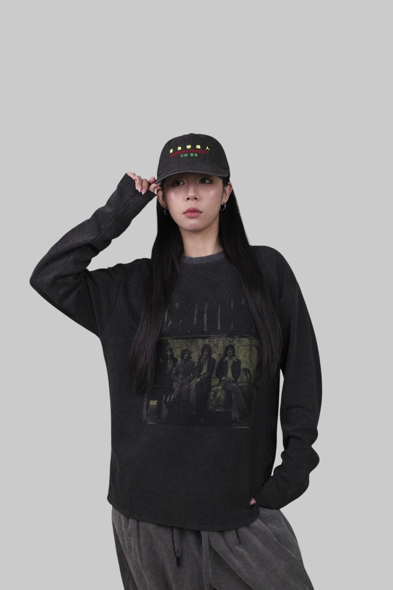 『Always_Good』水洗 華夫格 Boxy 版型 薄長袖