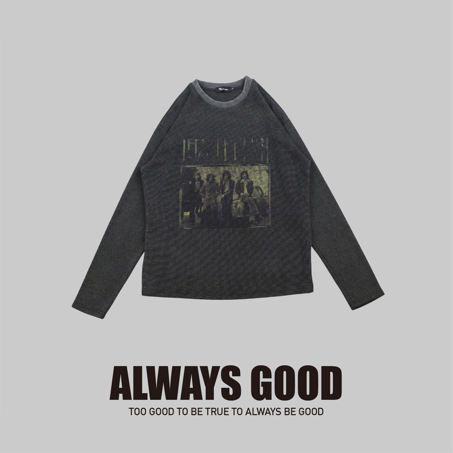 『Always_Good』水洗 華夫格 Boxy 版型 薄長袖