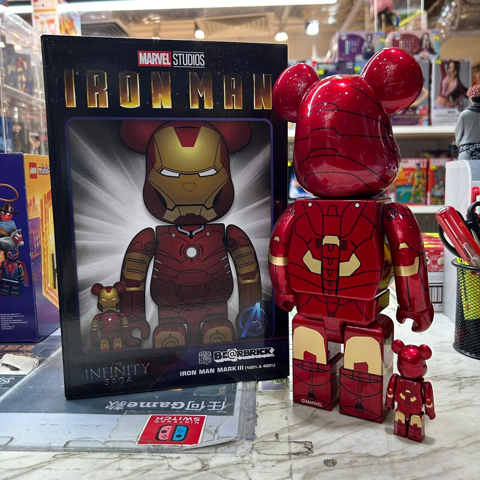 Medicom Toy Be@rbrick Iron Man Mark III 100% & 400% (開封品,介意者請勿下單,不設退換)