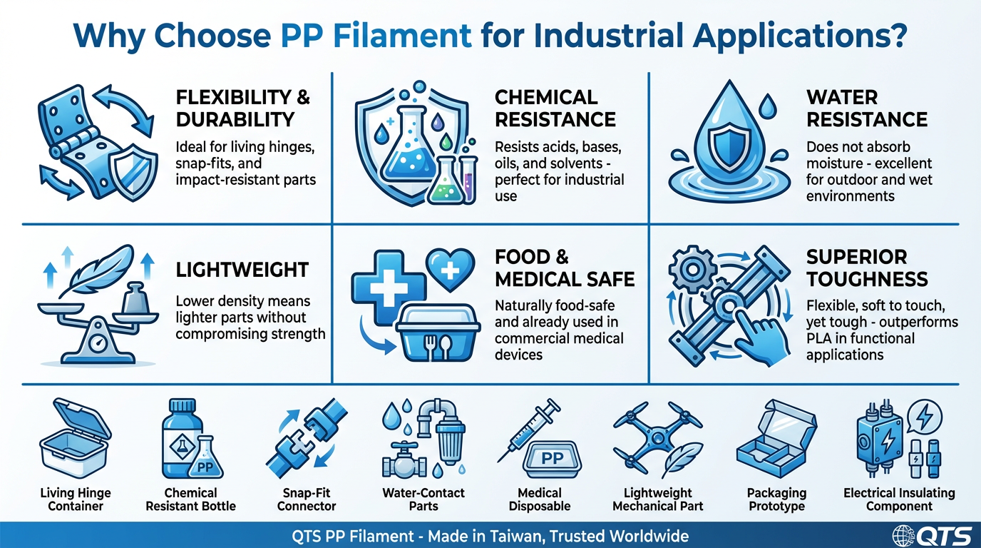 QTS PP Filament - Chemical Resistant & Lightweight | Engineering Material